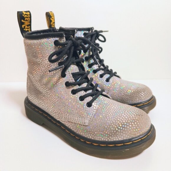 Dr. Martens 1460 8 Eye Iridescent Spot Metallic Suede Boots Girls Size 1 - Picture 2 of 10